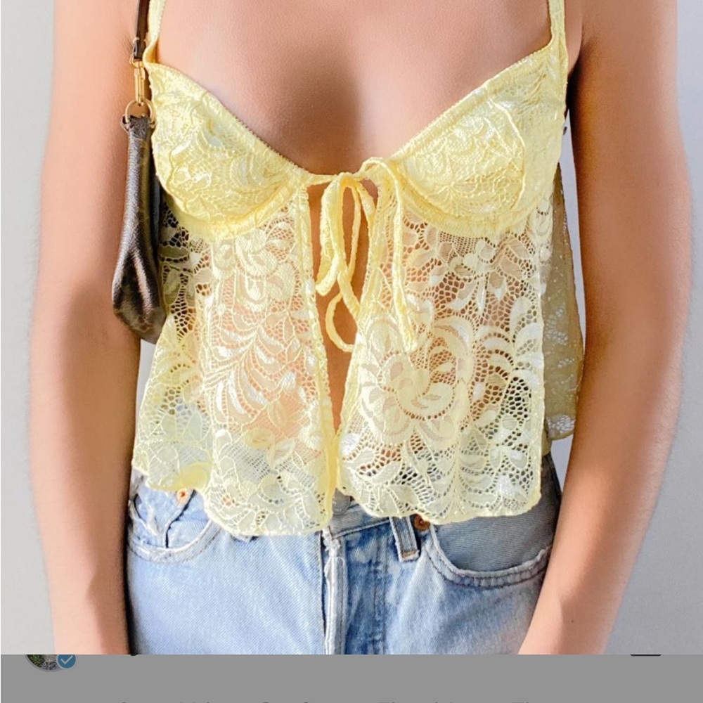 Urban Outfitters Yellow Lace Tank Top